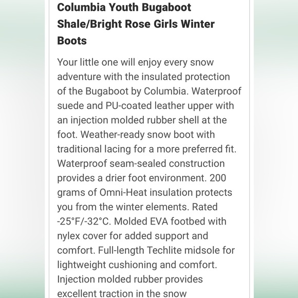 Like New! Columbia Bugaboot gray and pink snow boots size 4 - Picture 3 of 12